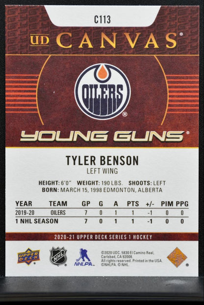2020-21 Upper Deck Series 1 UD Canvas Young Guns Tyler Benson Oilers RC 1372