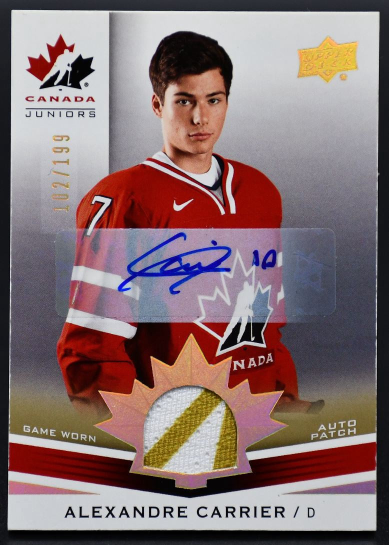 2014-15 UD Team Canada Juniors Alexandre Carrier 152 Canada Auto 102/199 Patch