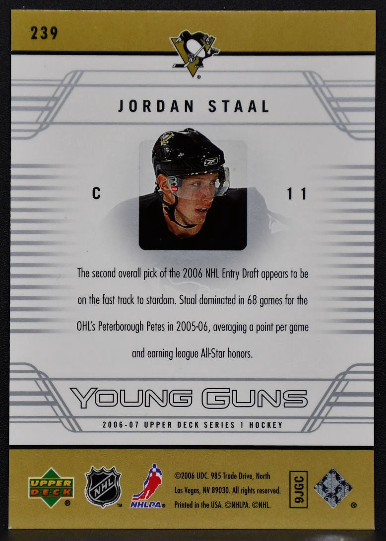 2006-07 Upper Deck Series 1 Young Guns Jordan Staal 239 Pittsburgh Penguins RC 5203