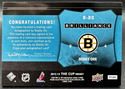 Carte autographiée Bobby Orr B-BO des Bruins de Boston, édition 2013-2014, « The Cup Brilliance ».