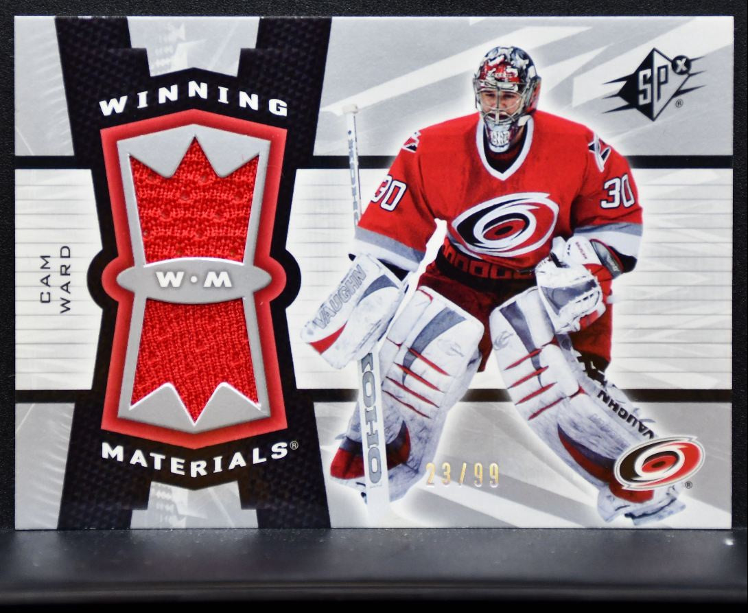2006-07 SPx Winning Materials Silver Cam Ward WM-CW Hurricanes 23/99 Jersey 7146