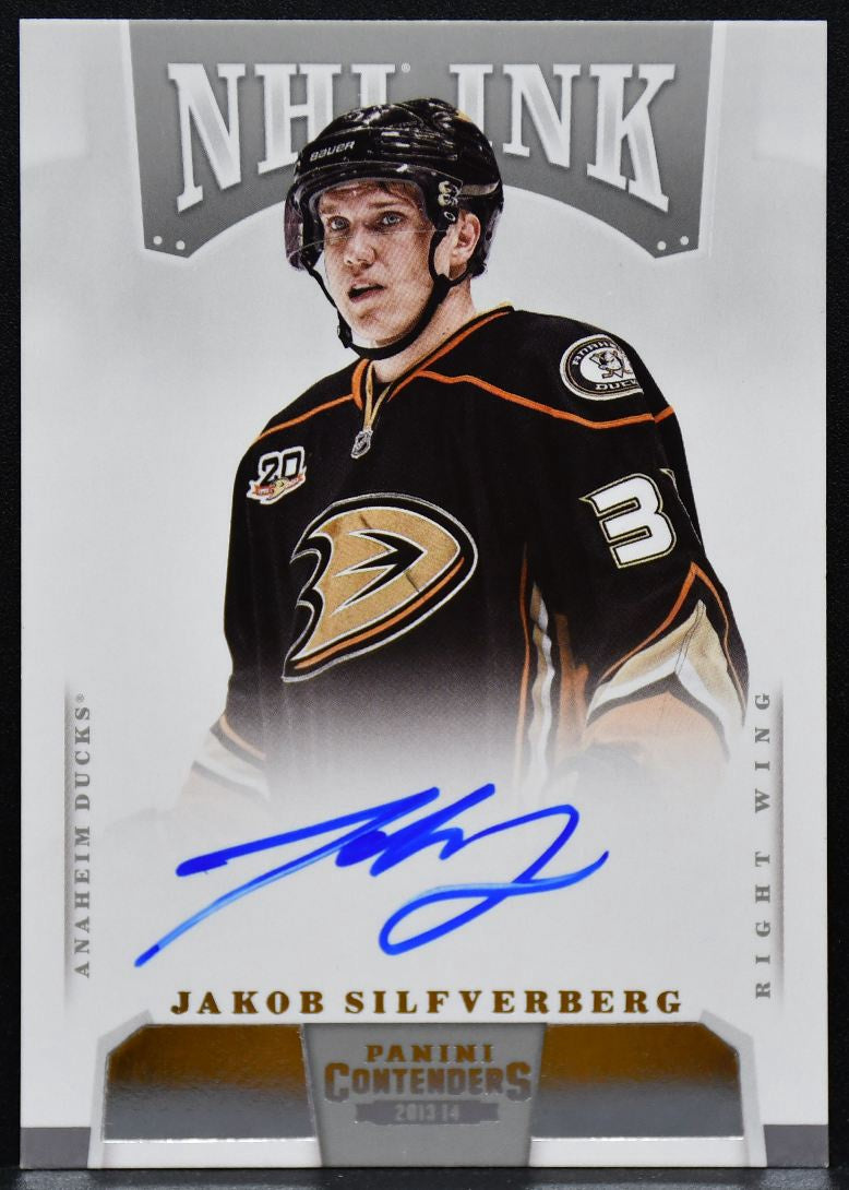 2013-14 Panini Contenders NHL Ink Jakob Silfverberg I-JSI Ducks Auto 5804