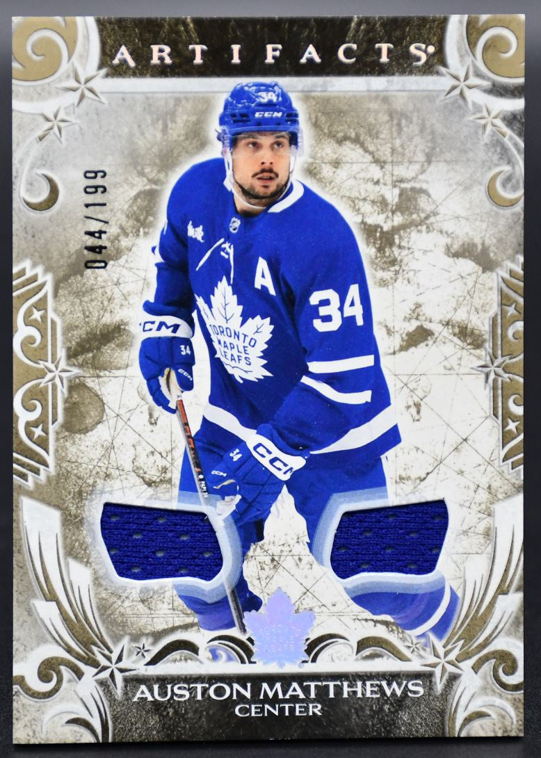 2024-25 UD Artifacts Gold Materials Auston Matthews 153 044/199 Jersey