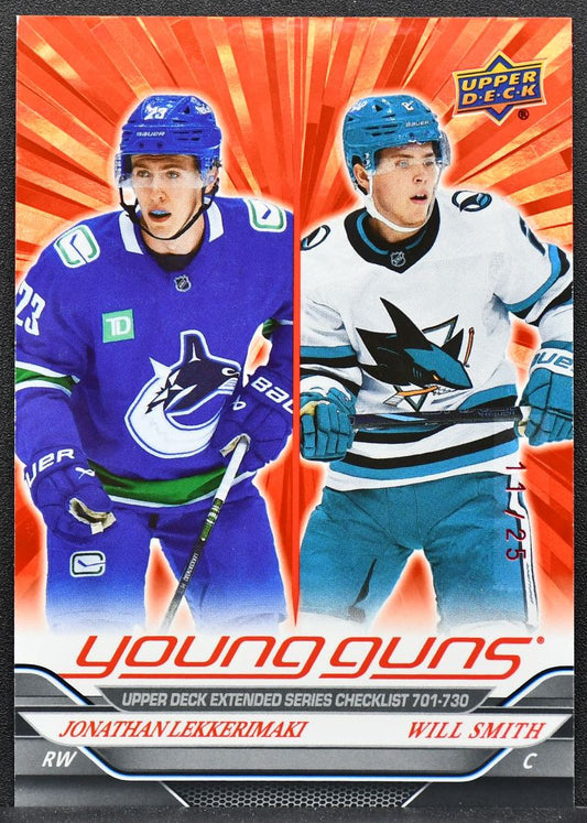 2024-25 UD Extended Series Young Guns Checklist Red Lekkerimaki / Smith RC 7664