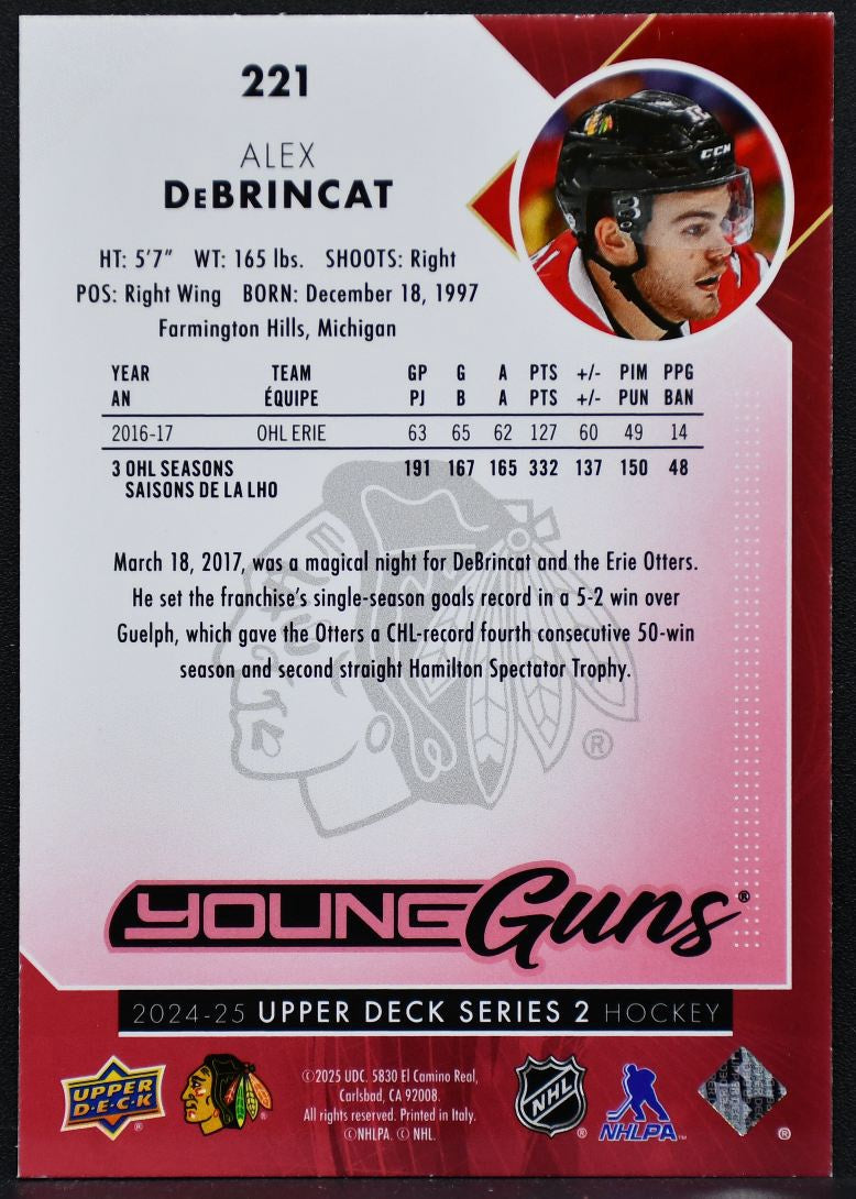 2024-25 UD Series 2 Young Guns Renewed UD Exclusives Alex DeBrincat RC 1609