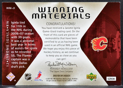 2007-08 SPx Winning Materials Jarome Iginla WM-JI Calgary Flames Jersey 1212