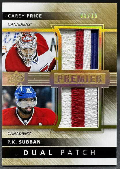 2014-15 UD Premier Duals Patch Carey Price/P.K. Subban /15 Patch