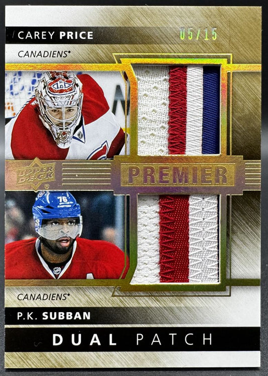 2014-15 UD Premier Duals Patch Carey Price/P.K. Subban /15 Patch