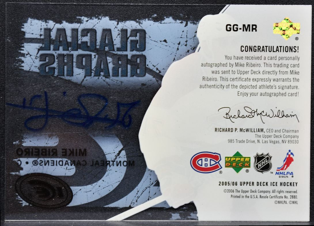 2005-06 UD Ice Glacial Graphs Mike Ribeiro GG-MR Auto 6041
