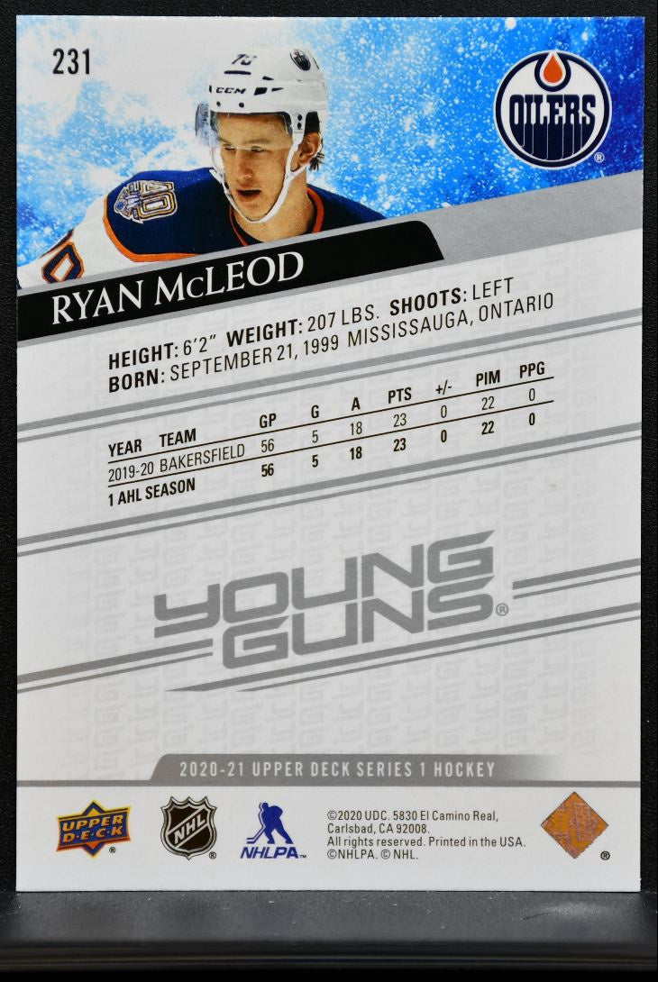 2020-21 Upper Deck Series 1 Young Guns Ryan McLeod 231 Edmonton Oilers RC 1389