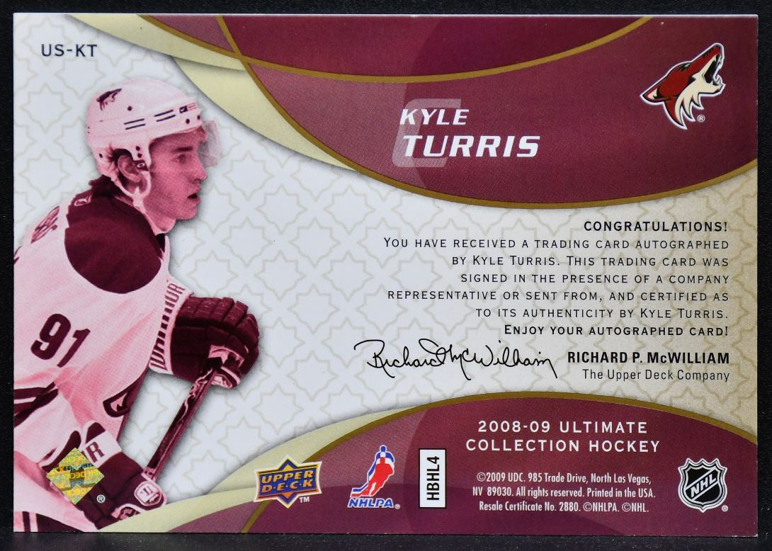 2008-09 UD Ultimate Collection Signatures Kyle Turris US-KT Coyotes Auto 5484