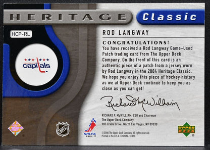 2005-06 SP Game Used Heritage Classic Patch Rod Langway Capitals Jersey 3780