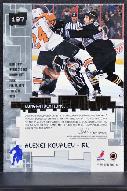 1999-100 In The Game Millenium Signature Series Alex Kovalev Penguins Auto 1243