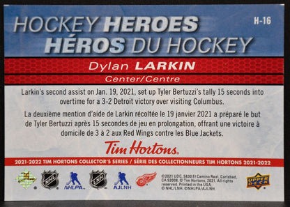 2021-22 Upper Deck Tim Hortons Hockey Heroes Dylan Larkin H-16 Detroit Red Wings 7191