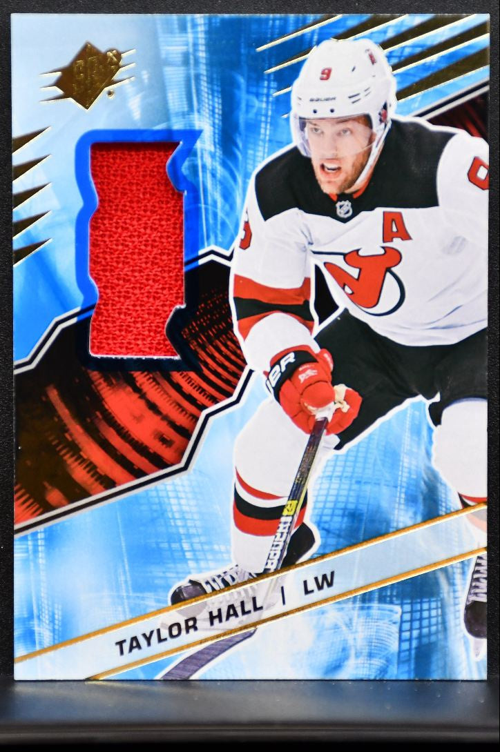 2018-19 SPx Materials Blue Taylor Hall 11 New Jersey Devils Jersey 6316