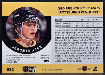 1990-91 Pro Set Rookie Jaromir Jagr 632 Pittsburgh Penguins RC 5357