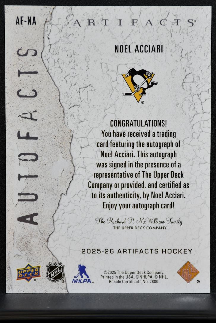 2025-26 Upper Deck Artifacts Autofacts Noel Acciari AF-NA Penguins Auto 2744