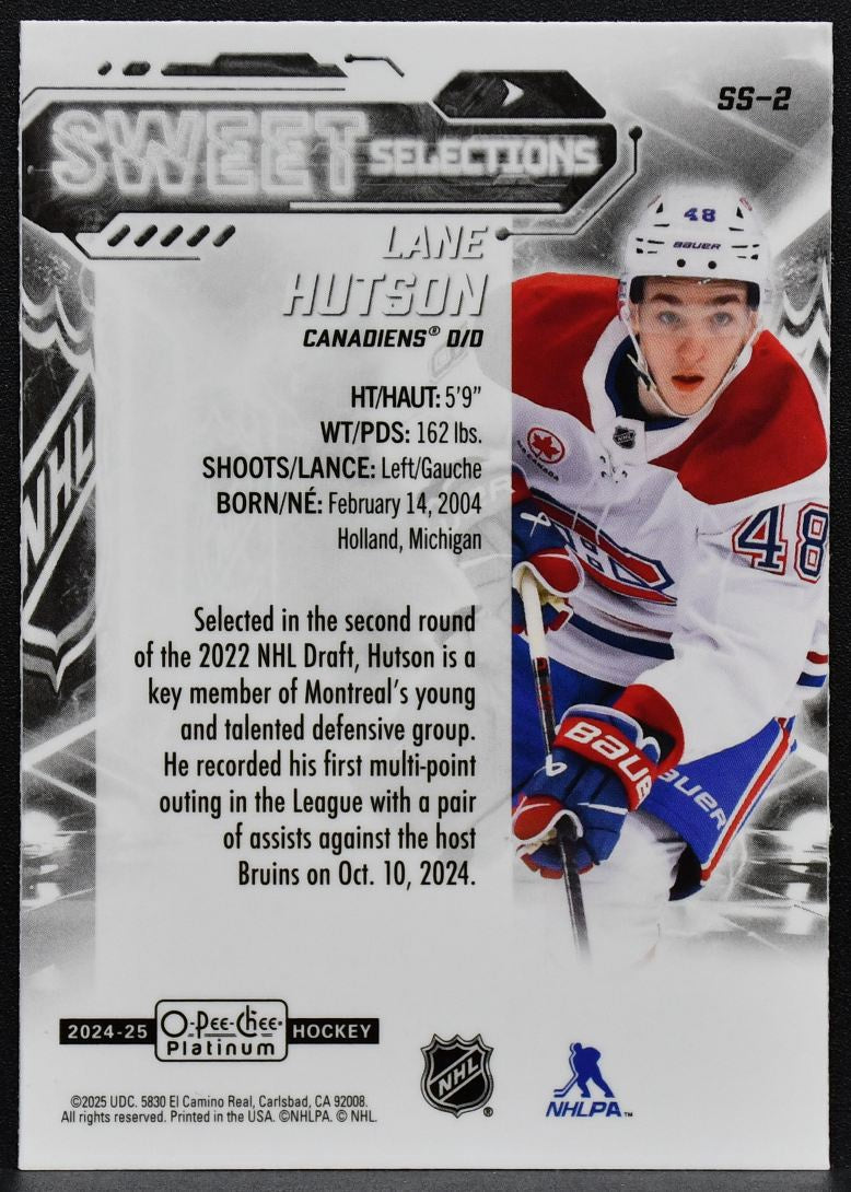 2024-25 O-Pee-Chee Platinum Sweet Selections Lane Hutson SS-2 Canadiens RC 7112