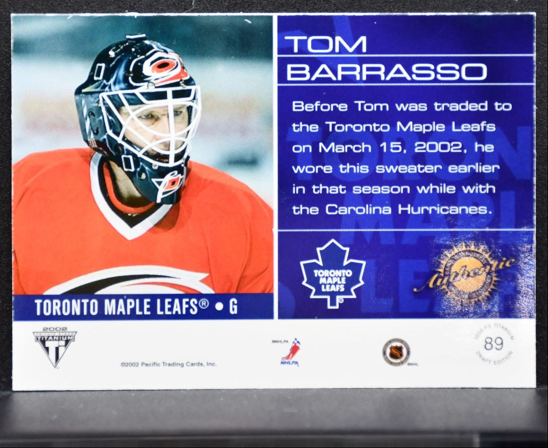 2001-02 Pacific Private Stock Titanium Draft Edition Jersey Barrasso Jersey 3056