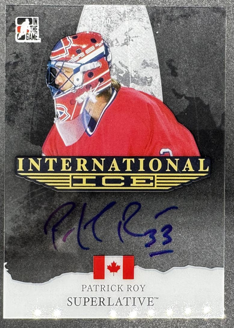2015-16 Feuille dans le jeu Superlative International Ice Signatures Patrick Roy