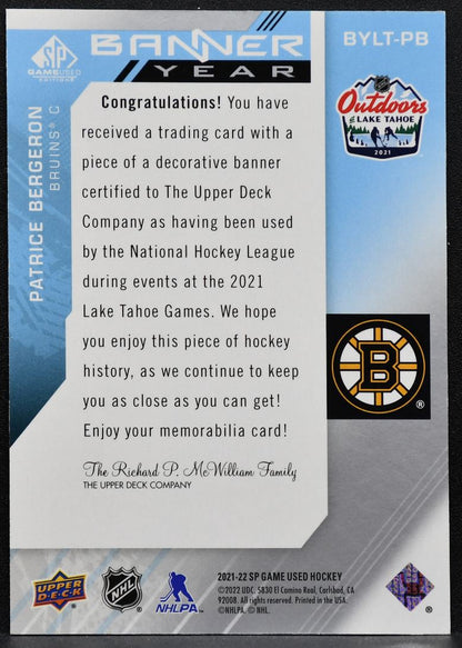 2021-22 SPGU 2021 NHL Lake Tahoe Games Banner Year Relics Bergeron Jersey 6354