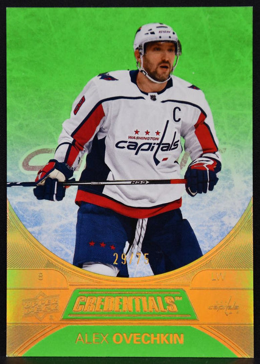 2021-22 UD Credentials Neon Green Alex Ovechkin 3 Washington Capitals 29/75 2295
