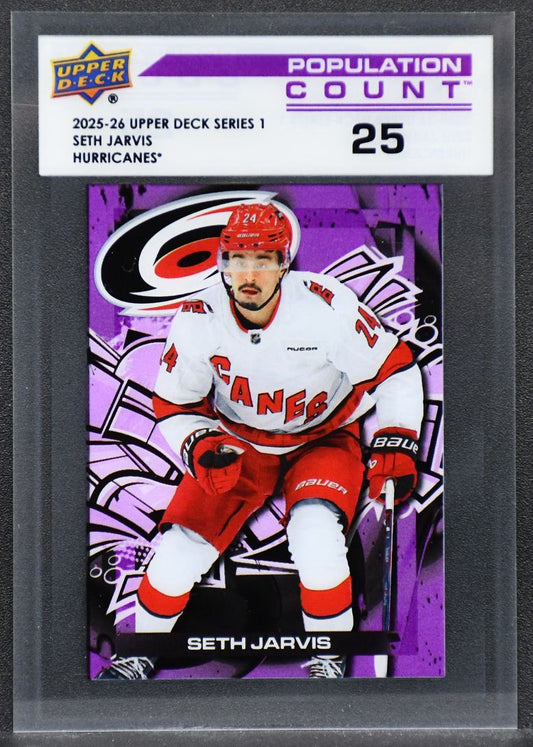 2025-26 UD Series 1 Population Count 25 Seth Jarvis PC-1 Carolina Hurricanes