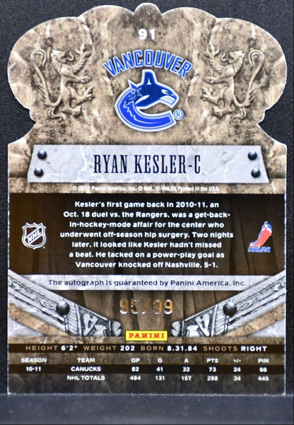 2011-12 Panini Crown Royale Auto Ryan Kesler Vancouver Canucks Auto 95/99 9267