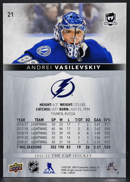2021-22 Upper Deck The Cup Andrei Vasilevskiy 21 Tampa Bay Lightning 166/249 8068