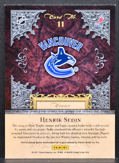 2010-11 Panini Crown Royale Lords of the NHL Henrik Sedin 11 Canucks Jersey 5791