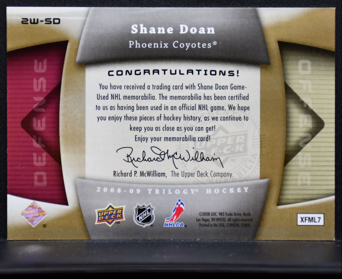 2008-09 UD Trilogy Two-Way Threads Shane Doan 2W-SD Phoenix Coyotes Jersey 7214