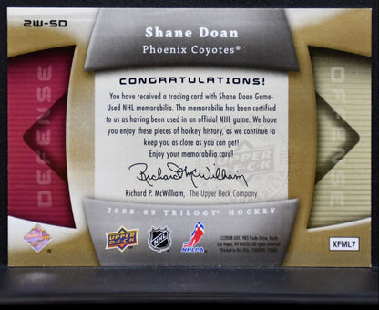 2008-09 UD Trilogy Two-Way Threads Shane Doan 2W-SD Phoenix Coyotes Jersey 7214