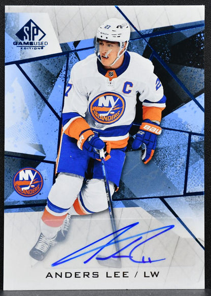 2021-22 SP Game Used Blue Auto Anders Lee 64 New York Islanders Auto 6977