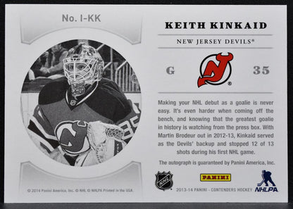 2013-14 Panini Contenders NHL Ink Keith Kinkaid I-KK New Jersey Devils Auto 2073