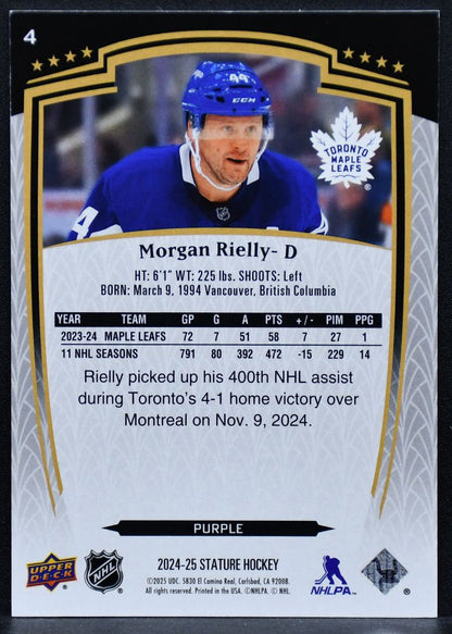 2024-25 UD Stature Purple Morgan Rielly 4 Toronto Maple Leafs 24/25
