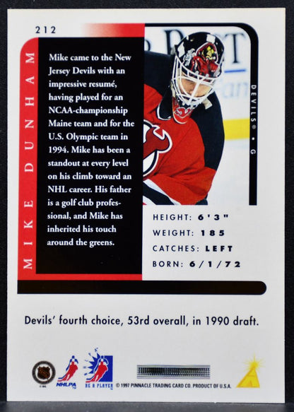 1996-97 Pinnacle Be a Player Autographs Mike Dunham New Jersey Devils Auto 6754