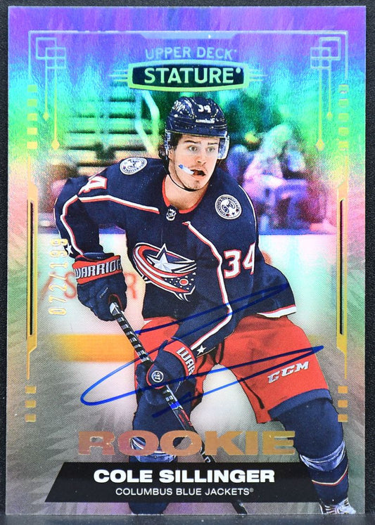 2021-22 Upper Deck Stature Rookie Autio Cole Sillinger 198 RC Auto 0756