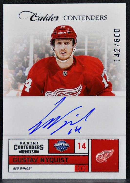 2011-12 Panini Contenders Calder Gustav Nyquist Red Wings RC Auto 142/800 4033