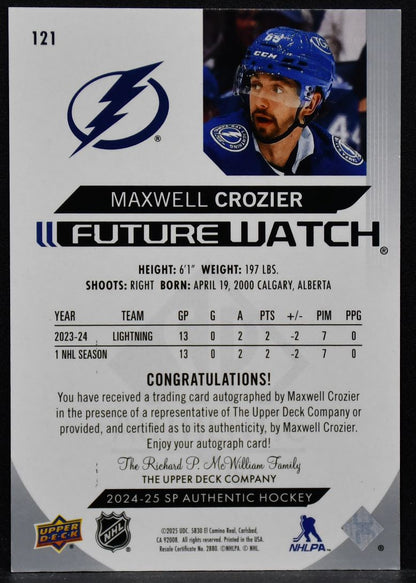 2024-25 SP Authentic Future Watch Horizontal Maxwell Crozier 121 RC Auto 366/599