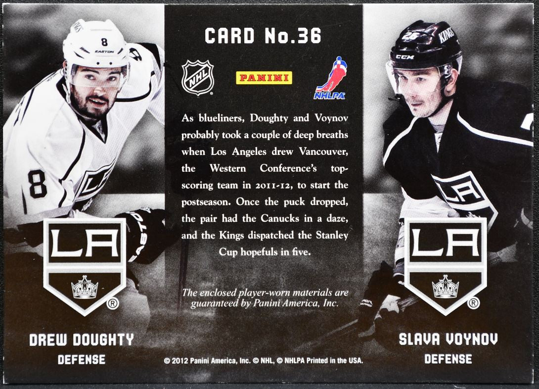 2011-12 Panini Prime Dual Jersey Drew Doughty/Slava Voynov 092/225 Jersey 1006