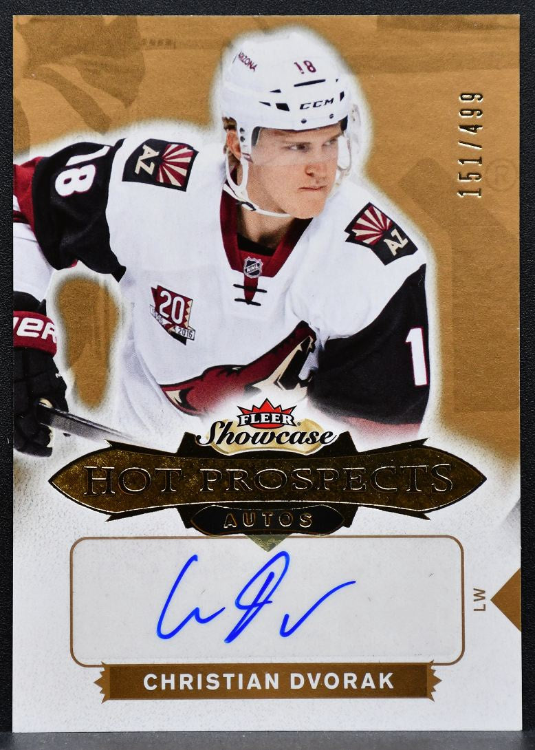 2016-17 Fleer Showcase Hot Prospects Autos Christian Dvorak Coyotes RC Auto 8252