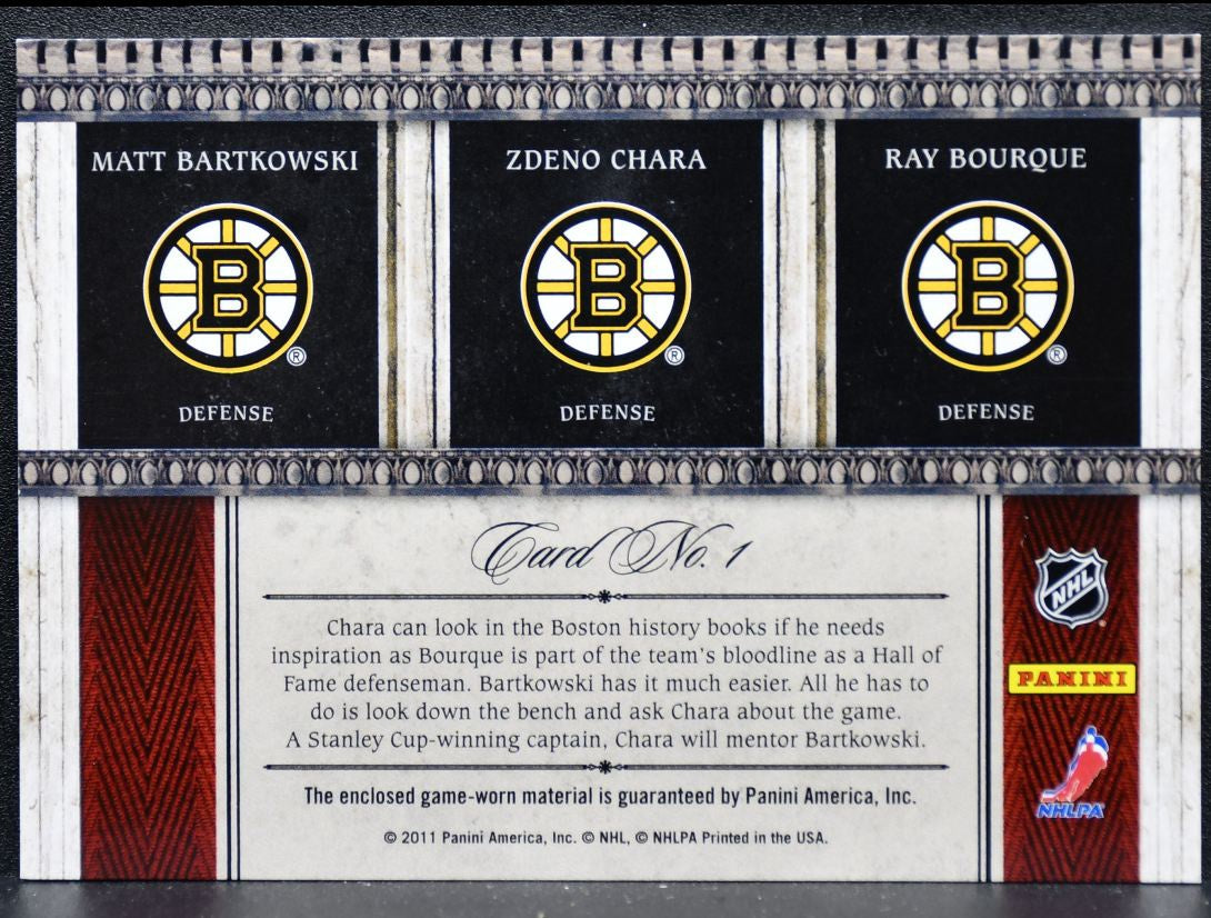 2011-12 Crown Royale Royal Lineage Mat Bartkowski/Bourque/Chara Jersey 8624