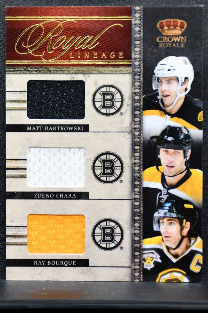 2011-12 Crown Royale Royal Lineage Mat Bartkowski/Bourque/Chara Jersey 8624