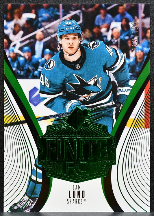 2025-26 SPx Finite Rookie Emerald Green Cam Lund 33 Sharks RC 123/199 0139