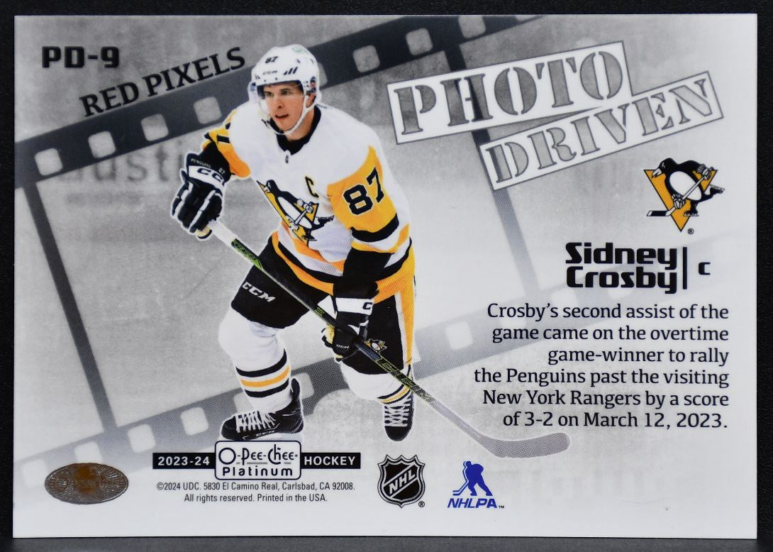2023-24 OPC Platinum Photo Driven Red Pixels Crosby PD-9 Penguins 46/85 6917
