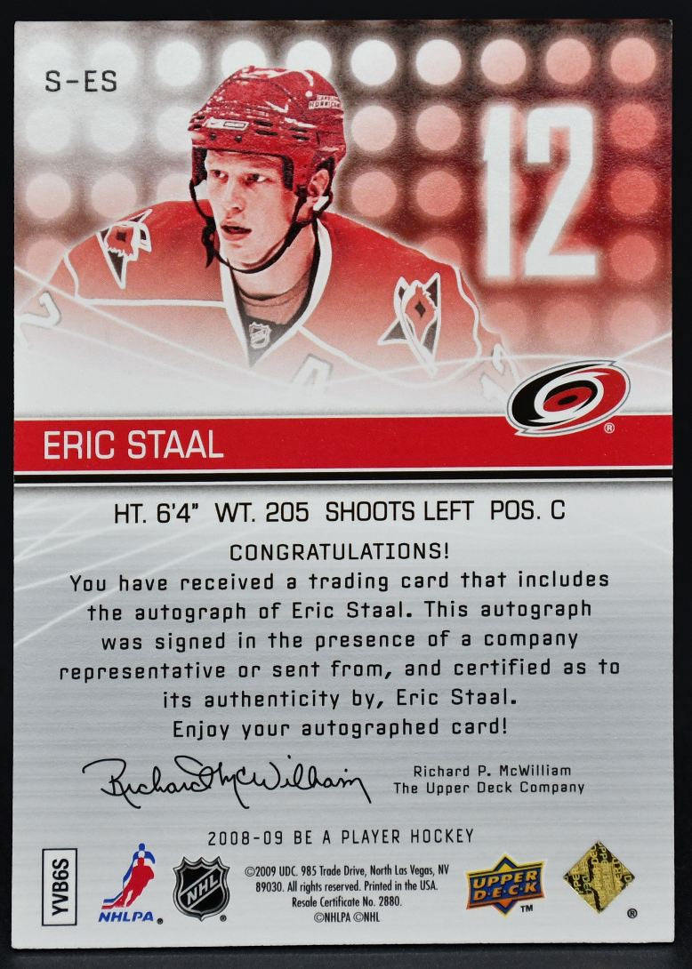 2009-10 UD Be A Player Eric Staal S-ES Auto