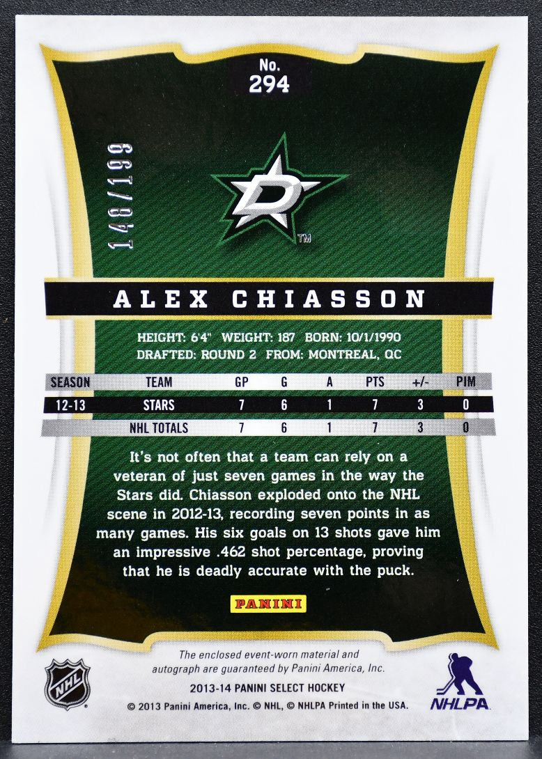 2013-14 Panini Select Rookies JerseyAuto Chiasson RC Auto 148/199 Jersey 8902