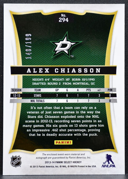 2013-14 Panini Select Rookies JerseyAuto Chiasson RC Auto 148/199 Jersey 8902