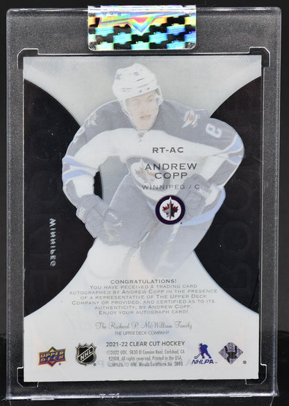 2021-22 UD Clear Cut Andrew Copp RT-AC Winnipeg Jets RC Auto