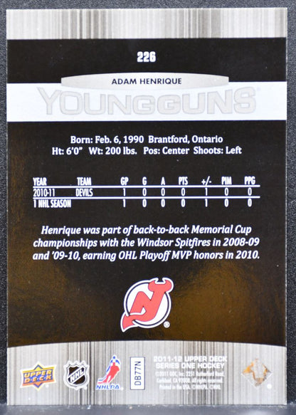 2011-12 Upper Deck Series 1 Young Guns Adam Henrique New Jersey Devils RC 8260